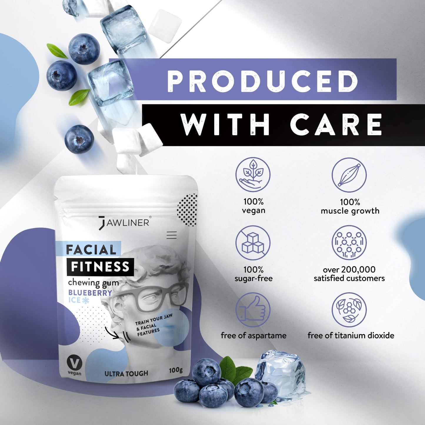 JAWLINER® Fitness Chewing Gum – Blueberry Ice