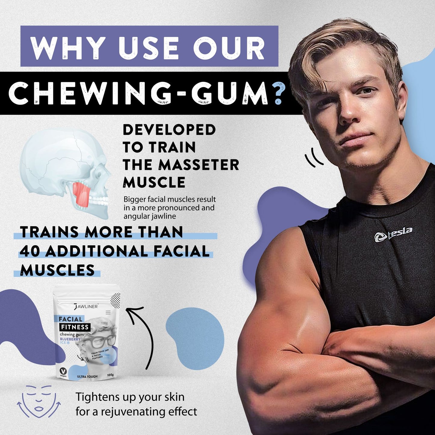 JAWLINER® Fitness Chewing Gum – Blueberry Ice