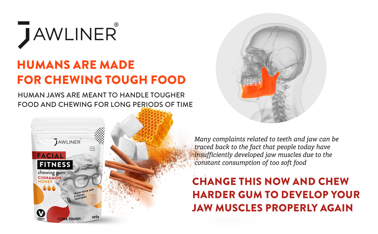 JAWLINER® Fitness Chewing Gum – Cinnamon + Honey